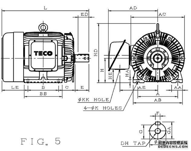 东元AEEF-75KW 4P-卧式电机图纸